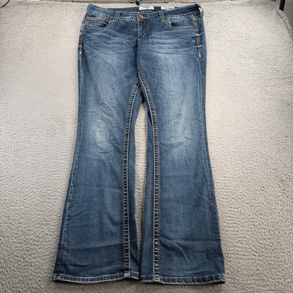 Daytrip Jeans Virgo Bootcut Women 34L Blue Stretch Denim Mid Rise Western Y2K